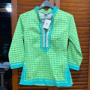 NWT Sheridan French green and blue Tunic